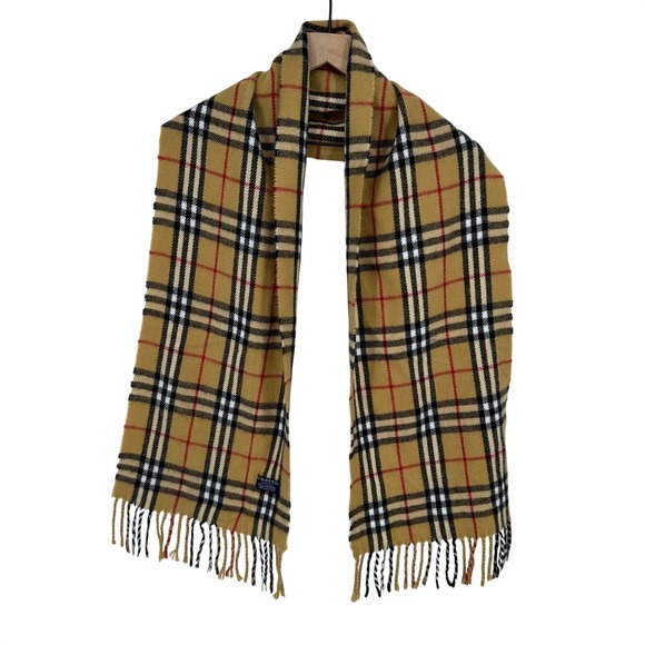 Burberry Accessories - Burberry Scarf Unisex OS Tan Nova Check Plaid 100% Lambswool Made In England
